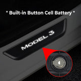 LED illuminated Welcome Pedal Door Sill Protector for Tesla Model 3 built- in button cell battery