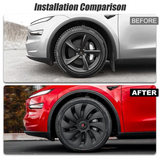Tessgo 19" Überturbine Style Wheel Covers for Model Y Juniper – Matte Black Hubcaps for Crossflow Wheels, OEM Fit Upgrade