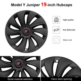 Tessgo 19" Überturbine Style Wheel Covers for Model Y Juniper – Matte Black Hubcaps for Crossflow Wheels, OEM Fit Upgrade
