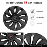 Tessgo 19" Überturbine Style Wheel Covers for Model Y Juniper – Matte Black Hubcaps for Crossflow Wheels, OEM Fit Upgrade