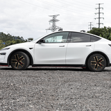 Model Y Juniper 19" Wheel Covers Satin Bronze Hubcaps Inspired By Model Y Performance