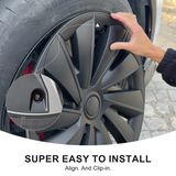 Induction Style 19" Wheel Covers for Model Y Juniper Matte Black Set of 4
