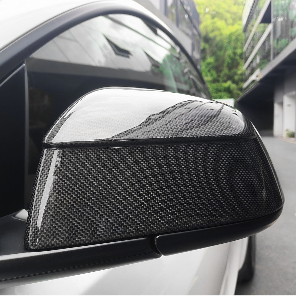 Carbon Fiber Mirror Caps for 2020–2025+ Tesla Model Y & Juniper | glossy finish