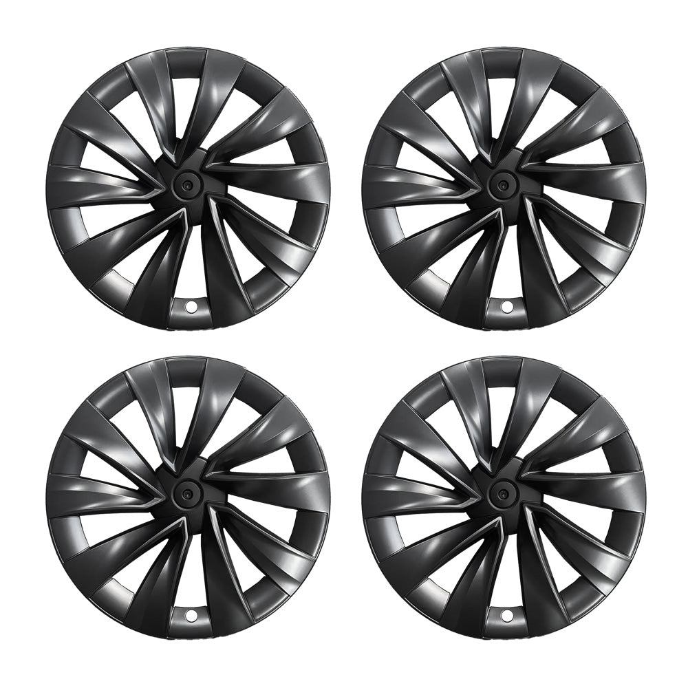 Nova-Style Wheel Covers for Tesla Model 3 (2017–2023.09) – 18” Aero Wheels – Matte Black & Silver – OEM-Fit Rim Protectors