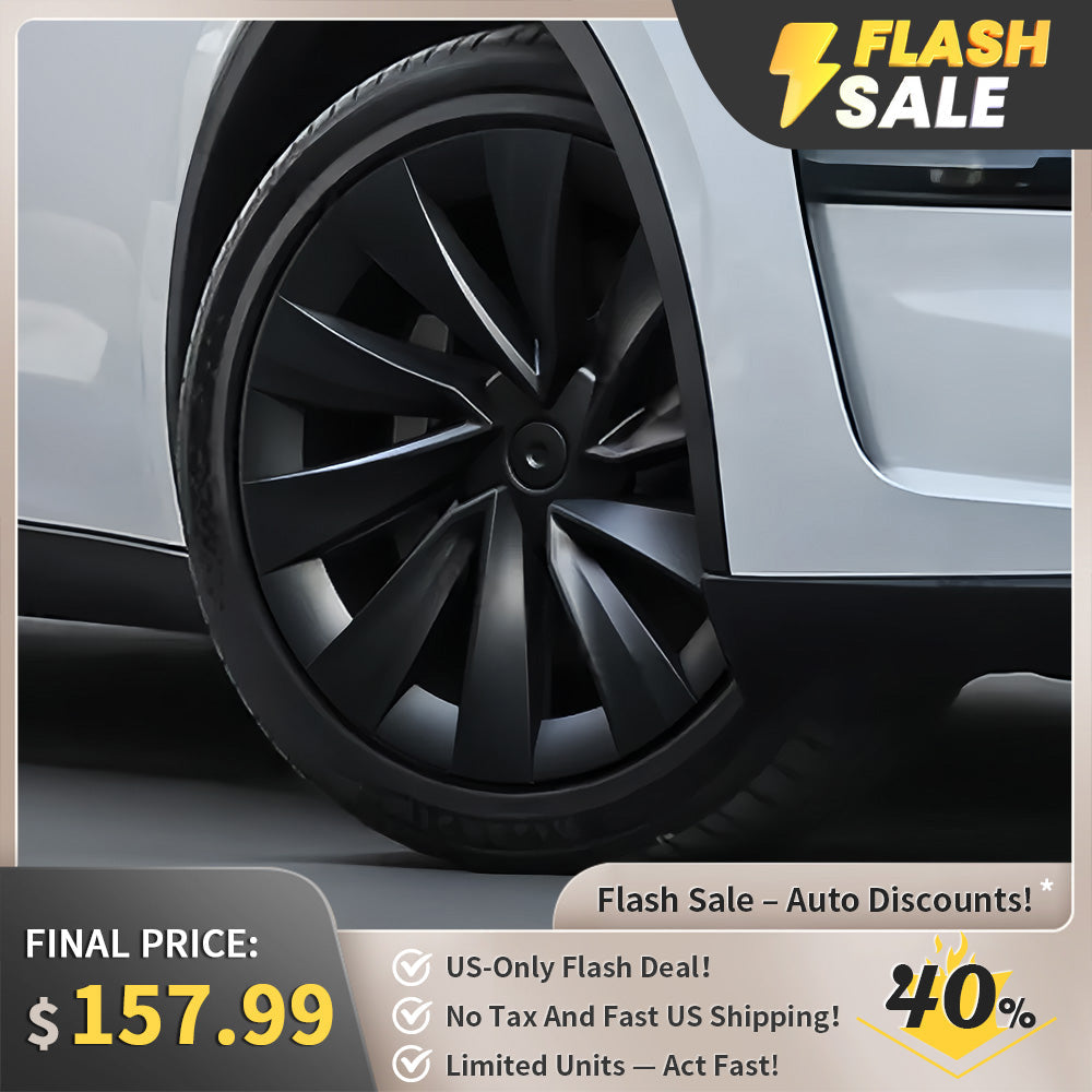 Overstock US – Model Y Juniper 20-Inch Helix Wheel Covers | Matte Black Finish