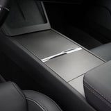Real carbon fiber Console overlays installed on Tesla Model Y- side view