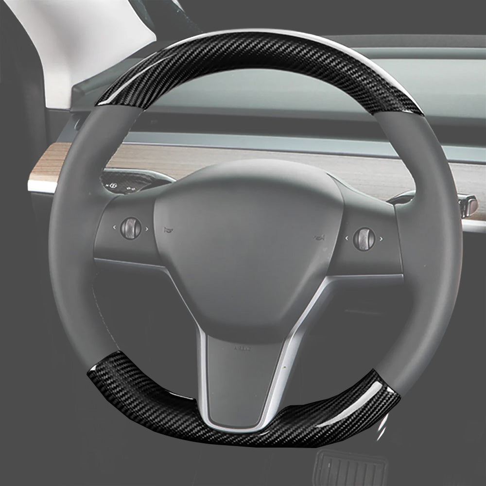 Premium Real Carbon Fiber Steering Wheel Cover for Tesla Model 3 & Y | Custom Fit Luxury Interior Upgrade