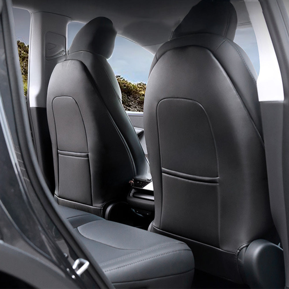 Premium Seat Back Kick Protector for Tesla Model Y Juniper 2025+ | Waterproof, OEM-Matched Design with Storage Pocket