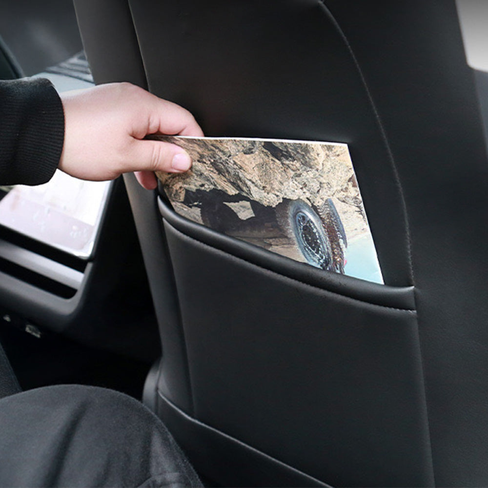 Premium Seat Back Kick Protector for Tesla Model Y Juniper 2025+ | Waterproof, OEM-Matched Design with Storage Pocket