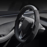 Premium Suede Steering Wheel Cover for Tesla Models Y, 3, S, X | Custom Fit, Non-Slip Grip (2020-2025+)
