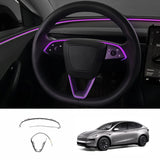 RGB Steering Wheel & Cup Holder Ambient Light Kit for Tesla Model 3 Highland 2024+ / Model Y Juniper 2025+ / Model YL 2026+
