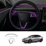 RGB Steering Wheel & Cup Holder Ambient Light Kit for Tesla Model 3 Highland 2024+ / Model Y Juniper 2025+ / Model YL 2026+