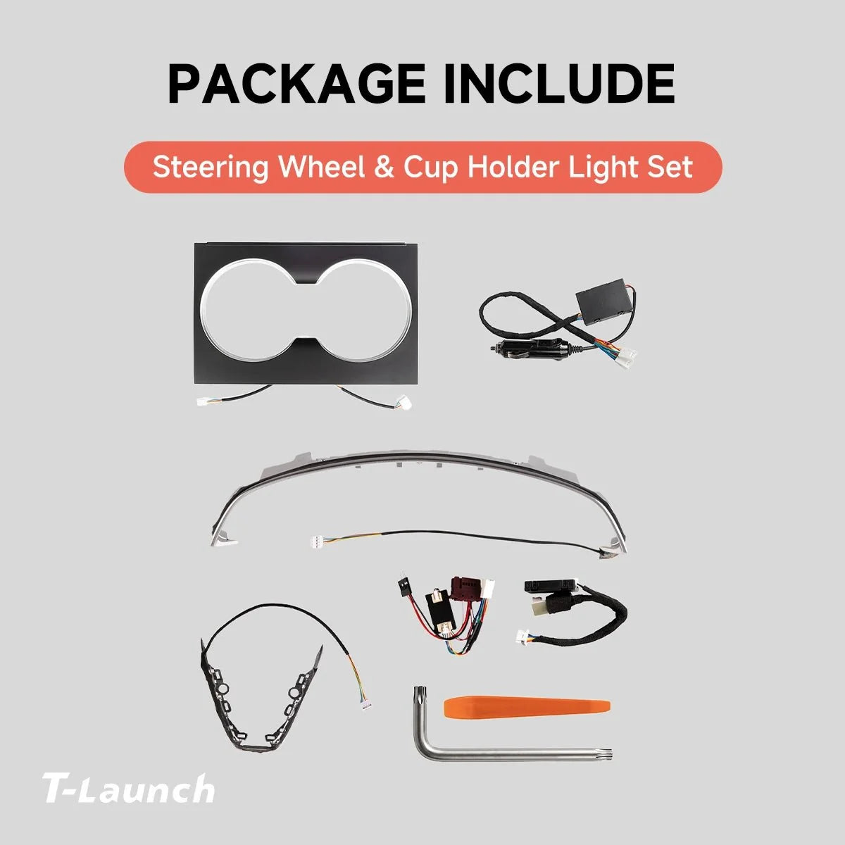 RGB Steering Wheel & Cup Holder Ambient Light Kit for Tesla Model 3 Highland 2024+ / Model Y Juniper 2025+ / Model YL 2026+