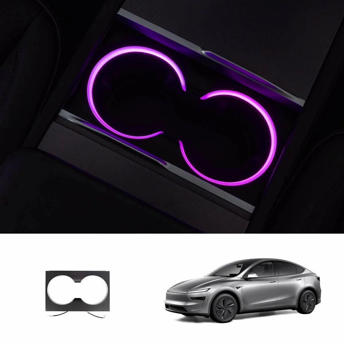 RGB Steering Wheel & Cup Holder Ambient Light Kit for Tesla Model 3 Highland 2024+ / Model Y Juniper 2025+ / Model YL 2026+
