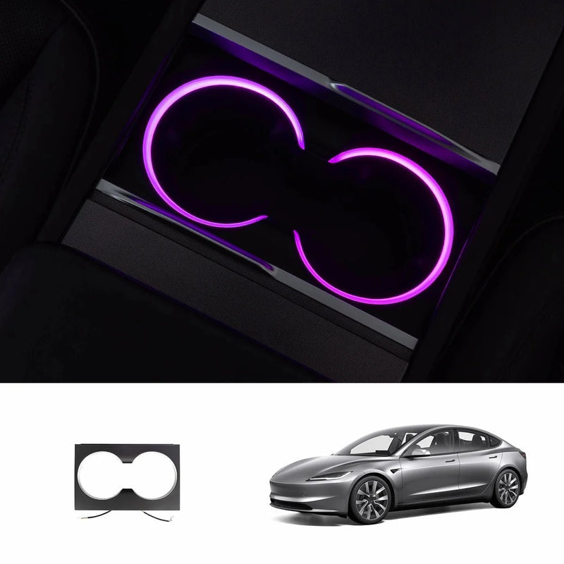 RGB Steering Wheel & Cup Holder Ambient Light Kit for Tesla Model 3 Highland 2024+ / Model Y Juniper 2025+ / Model YL 2026+