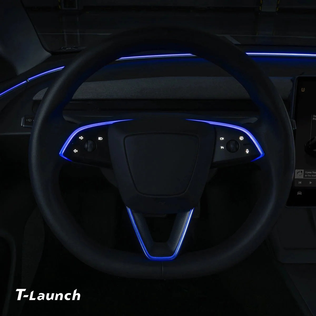 RGB Steering Wheel & Cup Holder Ambient Light Kit for Tesla Model 3 Highland 2024+ / Model Y Juniper 2025+ / Model YL 2026+