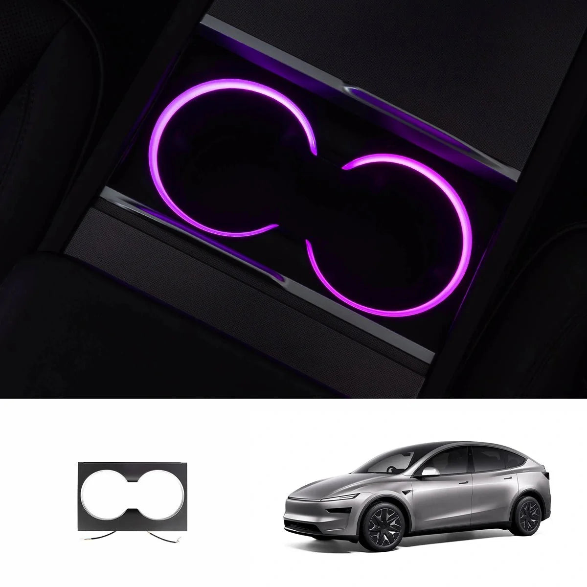 RGB Steering Wheel & Cup Holder Ambient Light Kit for Tesla Model 3 Highland 2024+ / Model Y Juniper 2025+ / Model YL 2026+