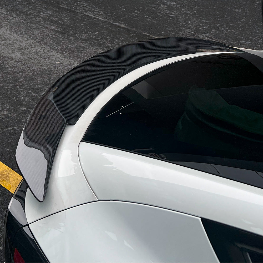 Tesla Model Y exterior upgrade with RT-style carbon fiber rear spoiler-glossy