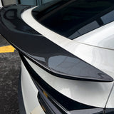close-up detail shot RT-Style Carbon Fiber Spoiler Wing for Model Y Juniper