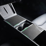 Real Carbon Fiber Center Console Overlays for Tesla Highland 2024+ Model 3 (3 pieces)