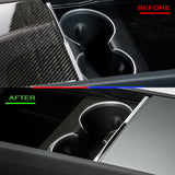 Tesla Model 3 Highland Carbon Fiber Rear Cup Holder Cover
