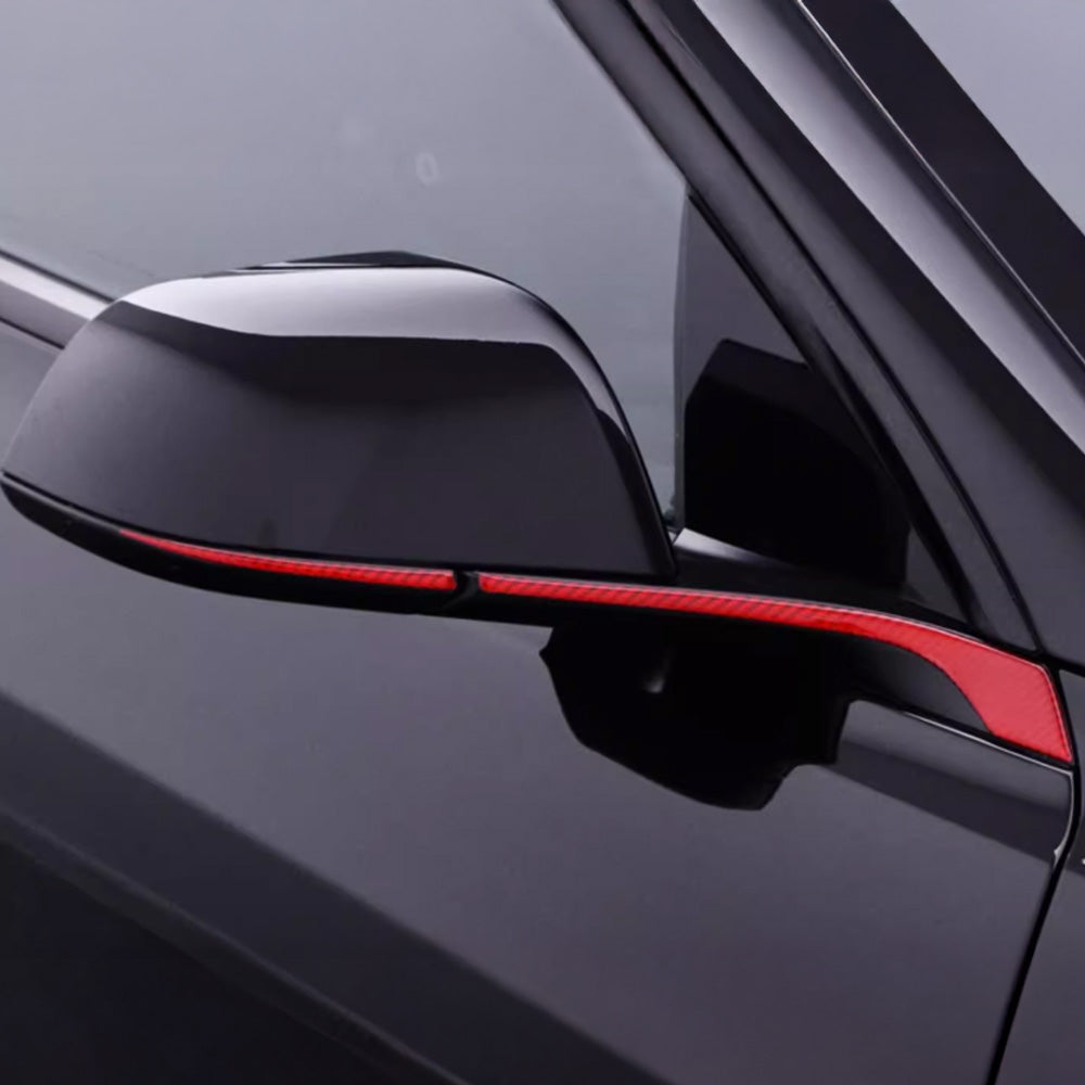 installation of Carbon Fiber Mirror Cap Trim on Tesla Model Y