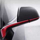 Red Carbon Fiber Mirror Cap Trim for Tesla Model 3/Y– detail shot