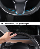 Premium Real Carbon Fiber Steering Wheel Cover for Tesla Model 3 & Y | Custom Fit Luxury Interior Upgrade