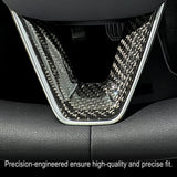 Carbon Fiber Steering Wheel Bottom Part Trim installed on Tesla Model 3 Highland