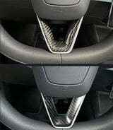 Real Carbon Fiber Steering Wheel Trim For Tesla New Model 3 Highland 2024+ & 2026 Model Y Juniper