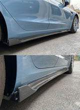 Real Carbon Fiber V-Style Side Skirts For Model 3 2017-2024+