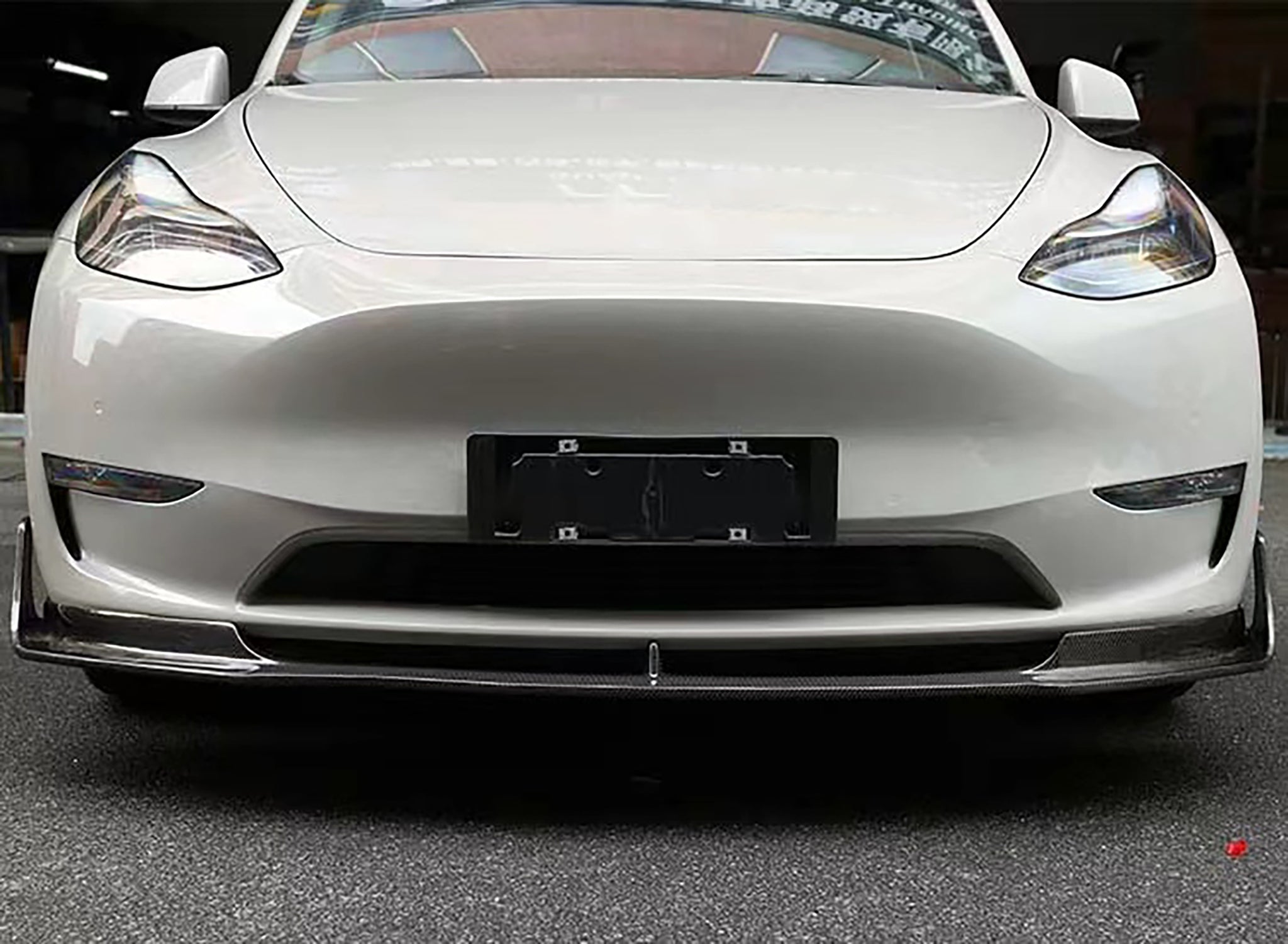 Teego V-Type Carbon Fiber Aero Front Lip for Tesla Model Y | High-Performance Aerodynamic Body Kit