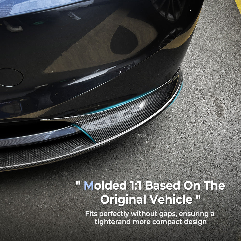 Real Carbon Fiber Aero Front Lip Spoiler for 2024+ Tesla Model 3 Premium