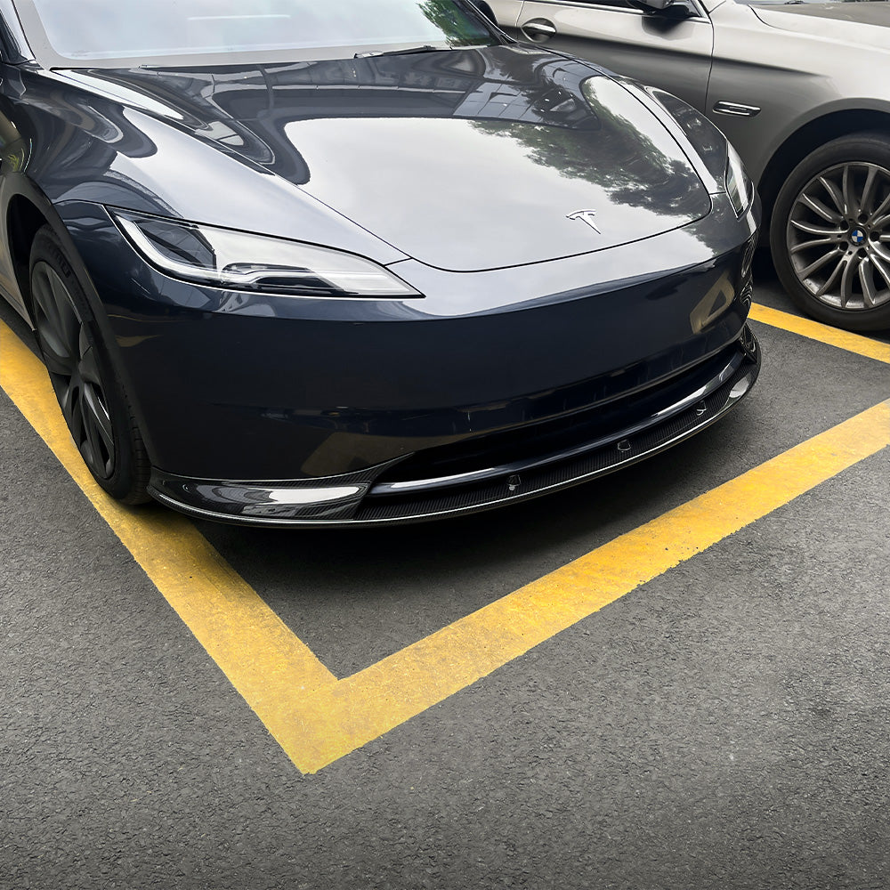 Real Carbon Fiber Aero Front Lip Spoiler for 2024+ Tesla Model 3 Premium