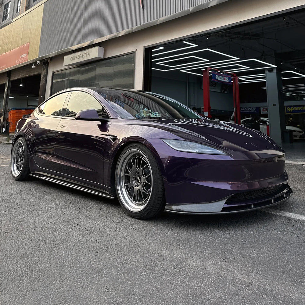 Real Carbon Fiber Aero Front Lip Spoiler for 2024+ Tesla Model 3 (Standard & Long Range) | OEM Fit, Aerodynamic Upgrade