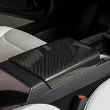 Carbon Fiber Armrest Box Cover installed on Tesla Model 3 Highland