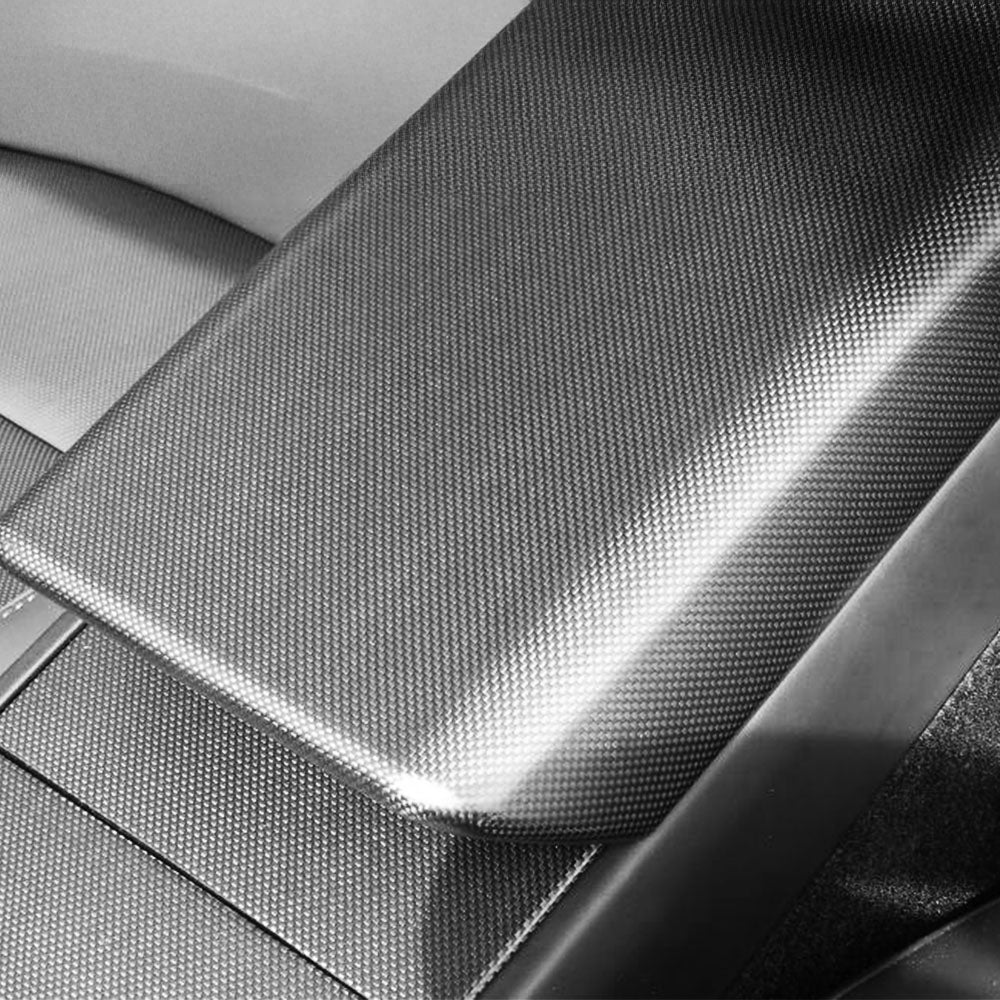 Tesla Model 3 Highland Carbon Fiber Armrest Box Cover - plain weave