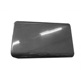 Front view of Tesla Model 3 Highland Carbon Fiber Armrest Box Cover - plain weave, glossy