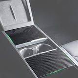 Carbon fiber center console overlays for Tesla Model 3 Highland