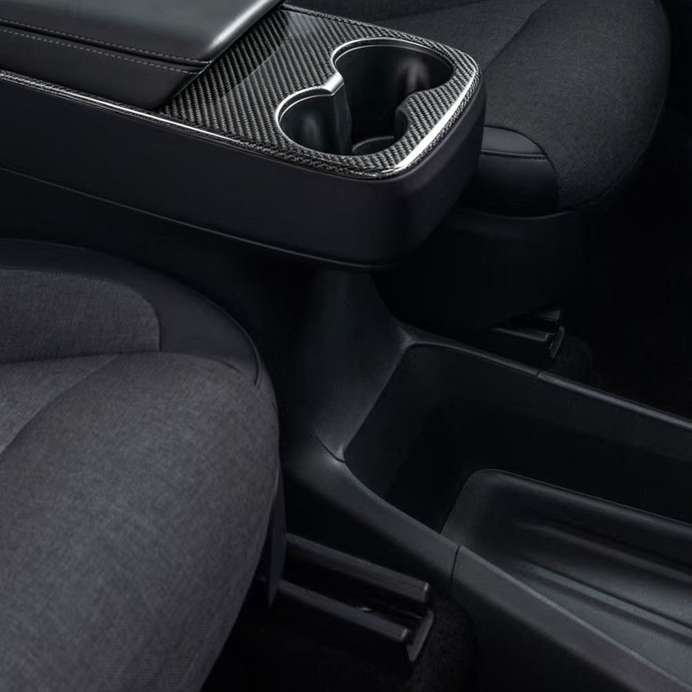 Real Carbon Fiber Cup Holder Cover for Model Y Juniper Standard