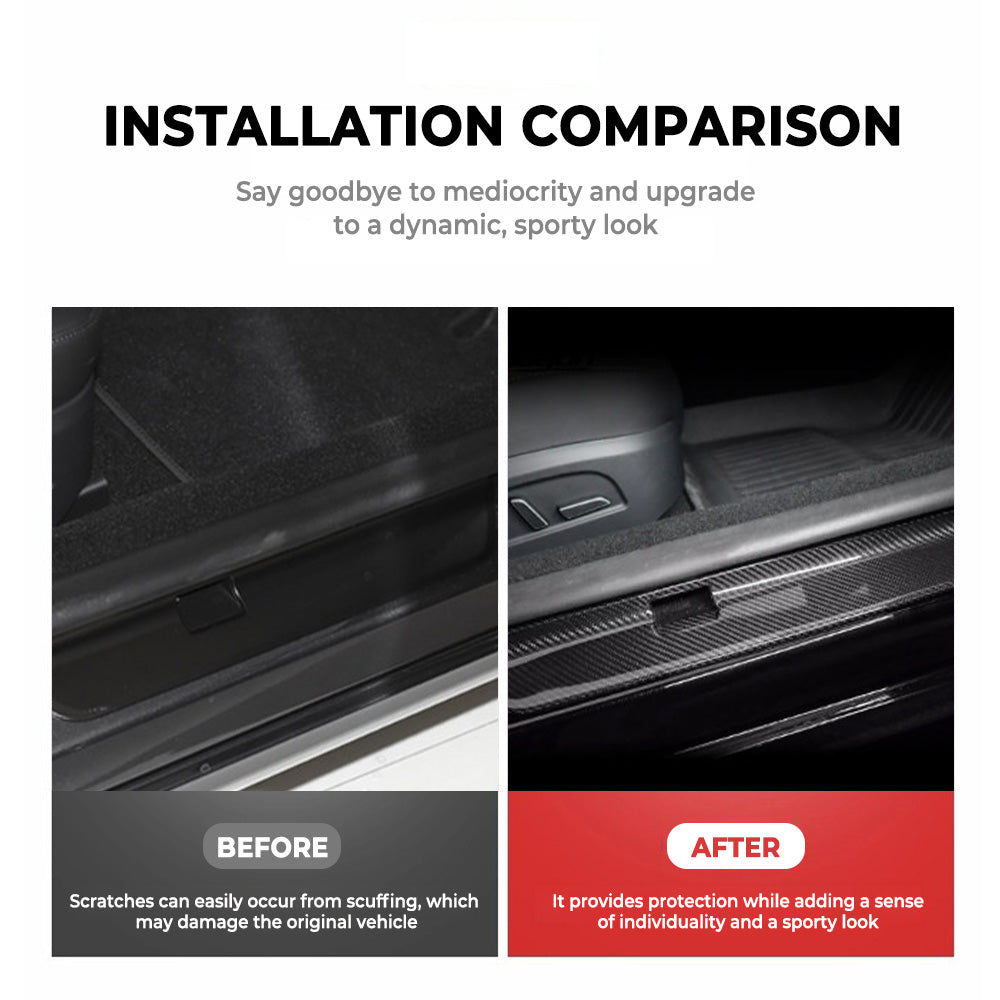 Real Carbon Fiber Door Sill Covers for Tesla Model 3 & Model Y (2017-2025+)