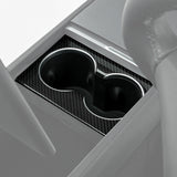 Real Carbon Fiber Front & Rear Cup Holder Covers for Tesla 2024+ Model 3 Highland