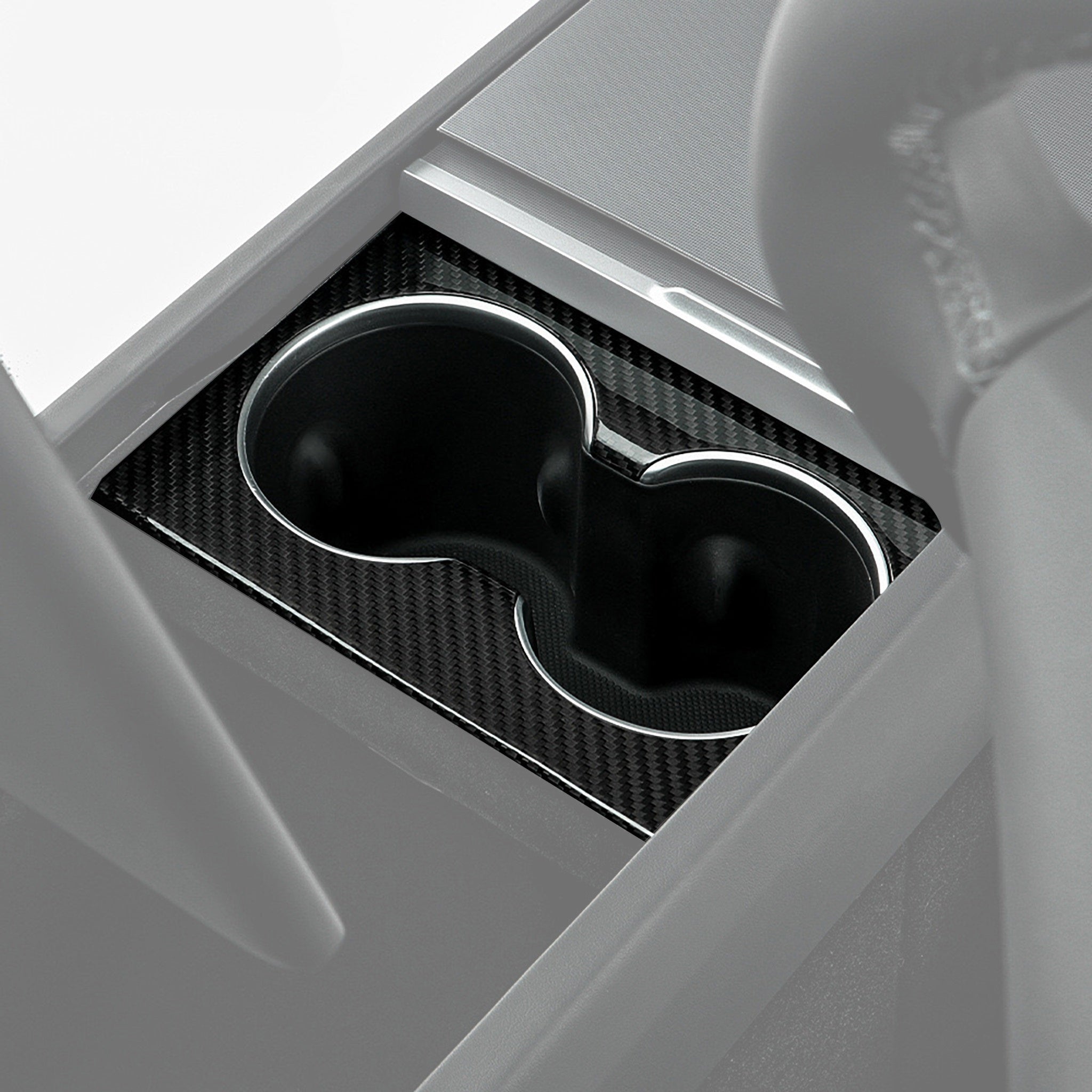 Real Carbon Fiber Front & Rear Cup Holder Covers for Tesla 2024+ Model 3 Highland