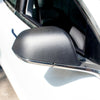 Matte Dry Carbon Fiber Mirror Cap installed on Tesla Model 3/Y