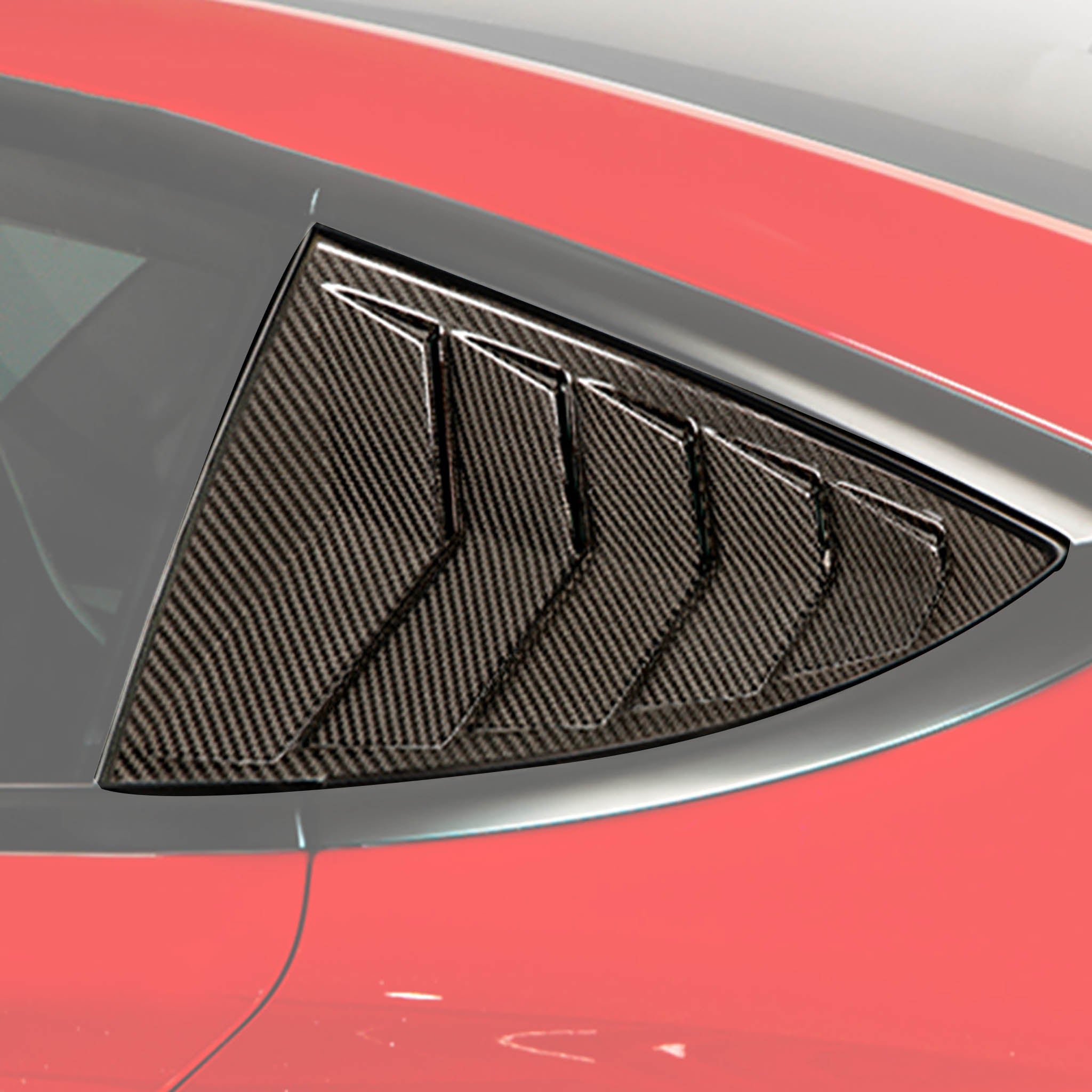 Real Carbon Fiber Rear Side Quarter Window Louvers For Tesla Model 3 2017-2024+