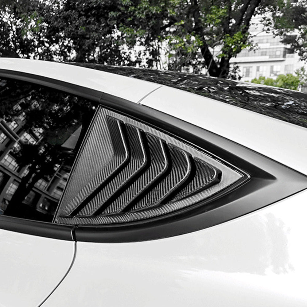 Real Carbon Fiber Rear Side Window Vented Louvers (Gen. 2) installed on Tesla Model Y