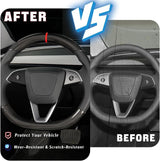Real Carbon Fiber Steering Wheel Overlay for 2024+ Tesla Model 3 Highland & 2025+ Model Y Juniper （1x1 Plain Weave Available)