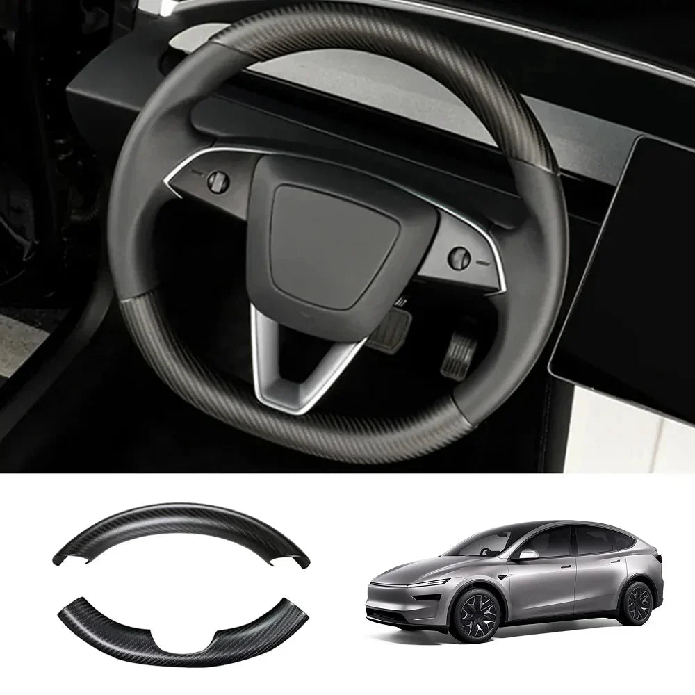 [Real Carbon Fiber] Steering Wheel Trim Cover Kit for Tesla Model YL 2026+