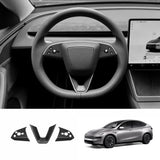 [Real Carbon Fiber] Steering Wheel Trim Cover Kit for Tesla Model YL 2026+