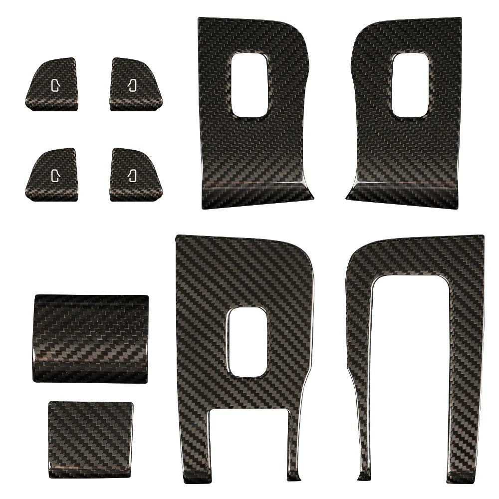 Full kits Glossy Carbon Fiber Window Switch Trim Covers for Model Y Juniper – white background product shot